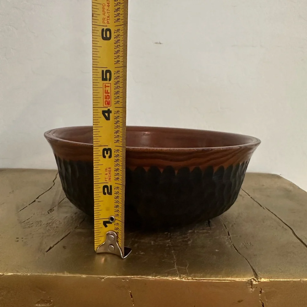 Vintage grooved black walnut wood bowl
